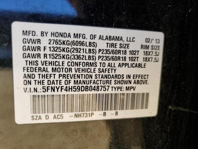 Photo 14 from auction – 2013 HONDA PILOT EXL with VIN 5FNYF4H59DB048757