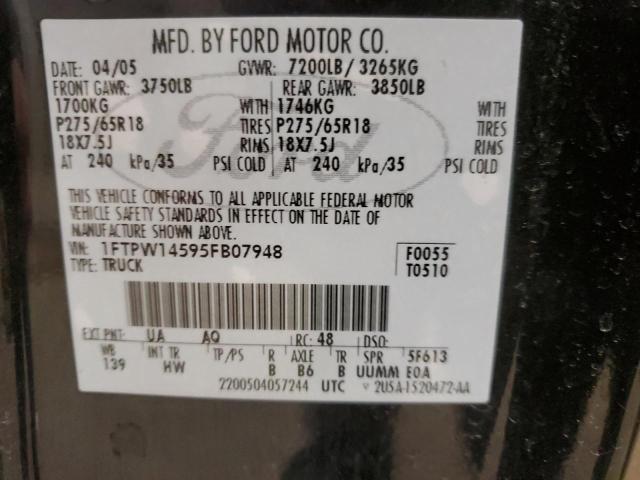 Photo 14 from auction – 2005 FORD F150 SUPER with VIN 1FTPW14595FB07948