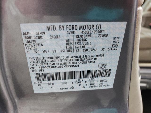 Photo 14 from auction – 2009 FORD ESCAPE XLT with VIN 1FMCU03G59KB39564