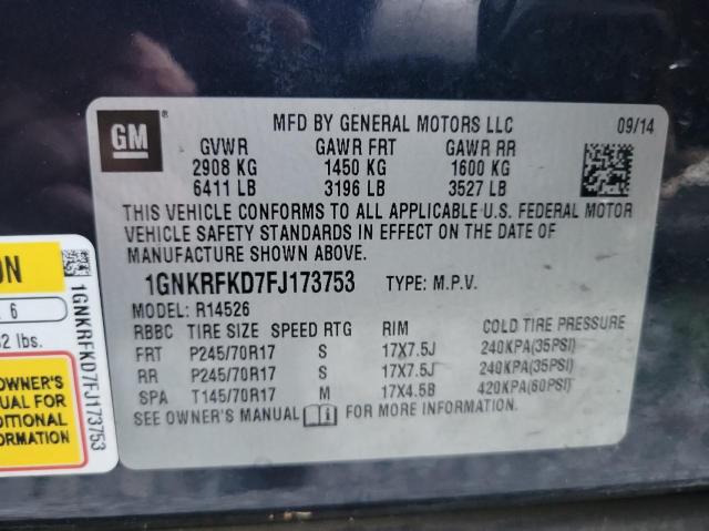 Photo 10 from auction – 2015 CHEVROLET TRAVERSE L with VIN 1GNKRFKD7FJ173753