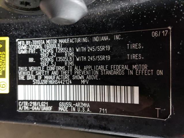 Foto 14 de la subasta – 2017 TOYOTA HIGHLANDER con VIN 5TDJZRFH6HS442124