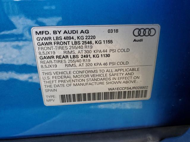 Photo 14 from auction – 2018 AUDI Q3 PREMIUM with VIN WA1ECCFS4JR028902