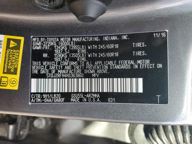 Photo 14 from auction – 2017 TOYOTA HIGHLANDER with VIN 5TDJZRFH4HS363860