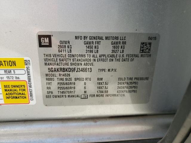 Photo 14 from auction – 2015 BUICK ENCLAVE with VIN 5GAKRBKD9FJ346613