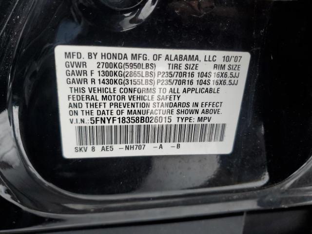 Photo 14 from auction – 2008 HONDA PILOT SE with VIN 5FNYF18358B026015
