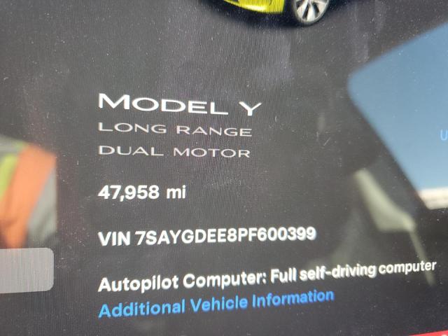 Photo 9 from auction – 2023 TESLA MODEL Y with VIN 7SAYGDEE8PF600399