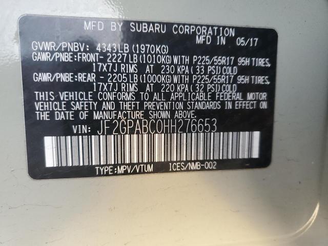 Photo 14 from auction – 2017 SUBARU CROSSTREK with VIN JF2GPABC0HH276653