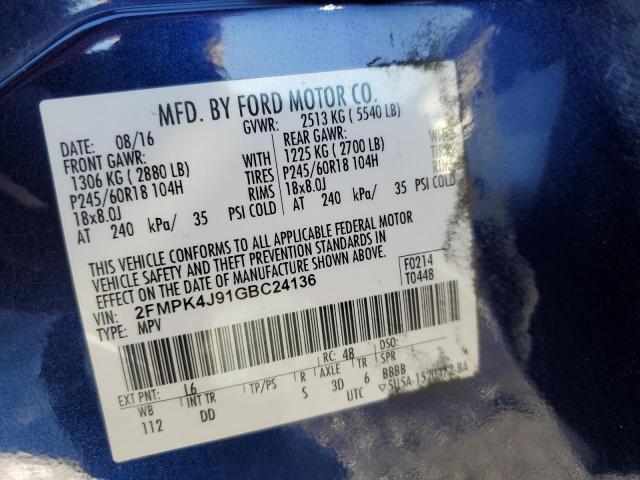 Photo 14 from auction – 2016 FORD EDGE SEL with VIN 2FMPK4J91GBC24136