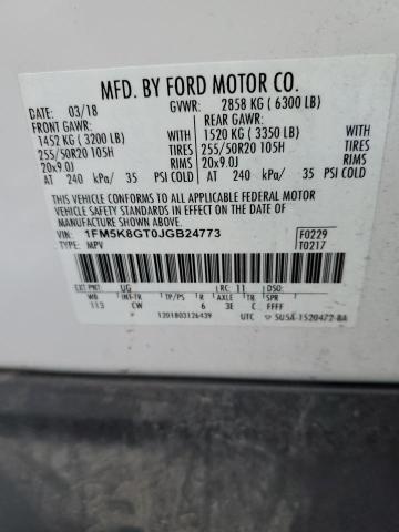 Photo 14 from auction – 2018 FORD EXPLORER S with VIN 1FM5K8GT0JGB24773