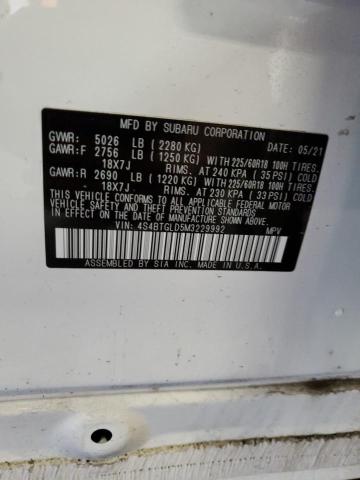 Photo 14 from auction – 2021 SUBARU OUTBACK ON with VIN 4S4BTGLD5M3229992