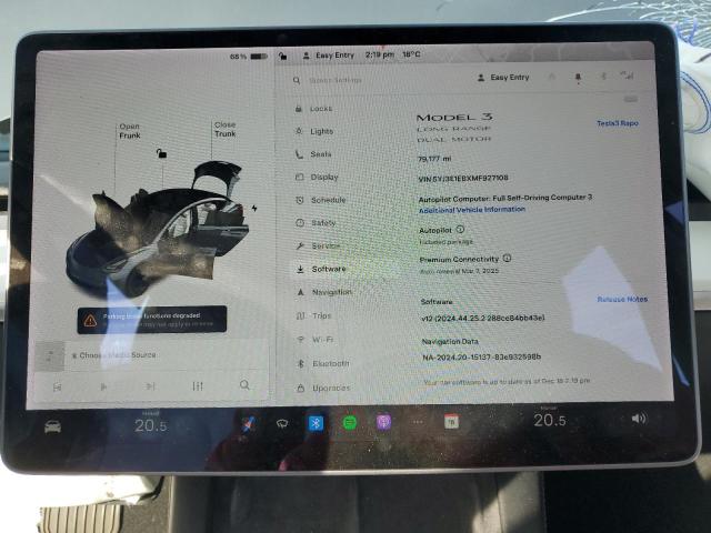 Photo 9 from auction – 2021 TESLA MODEL 3 with VIN 5YJ3E1EBXMF927108