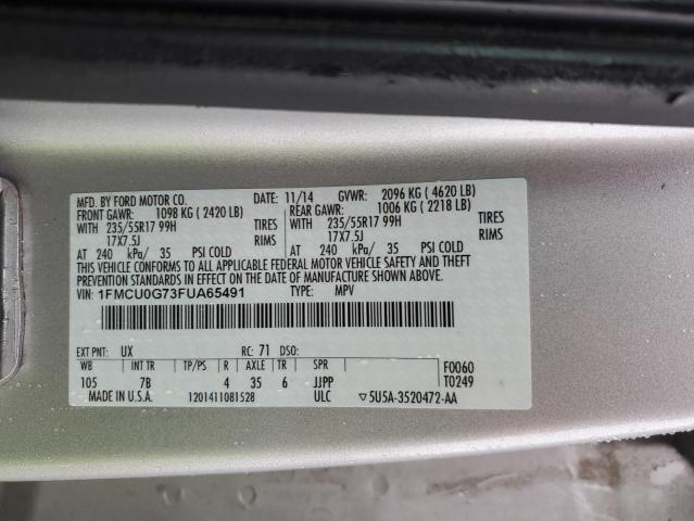 Photo 14 from auction – 2015 FORD ESCAPE SE with VIN 1FMCU0G73FUA65491
