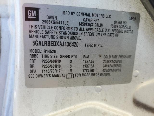 Photo 14 from auction – 2010 BUICK ENCLAVE CX with VIN 5GALRBEDXAJ136420