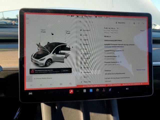 Photo 9 from auction – 2021 TESLA MODEL Y with VIN 5YJYGDEE3MF276903