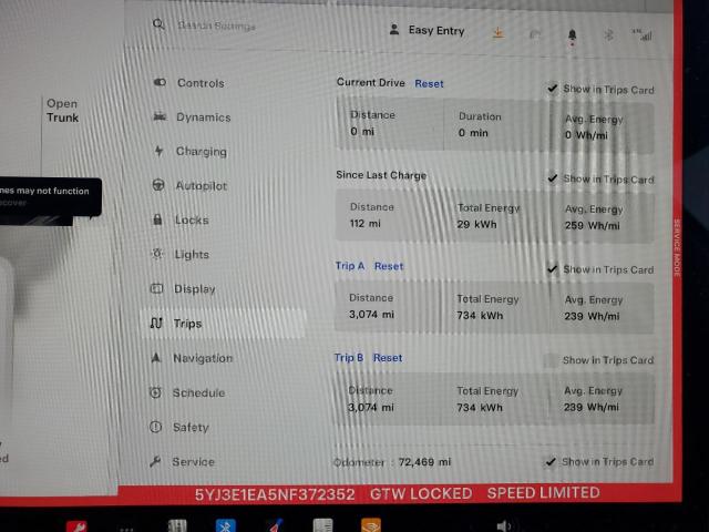 Photo 9 from auction – 2022 TESLA MODEL 3 with VIN 5YJ3E1EA5NF372352
