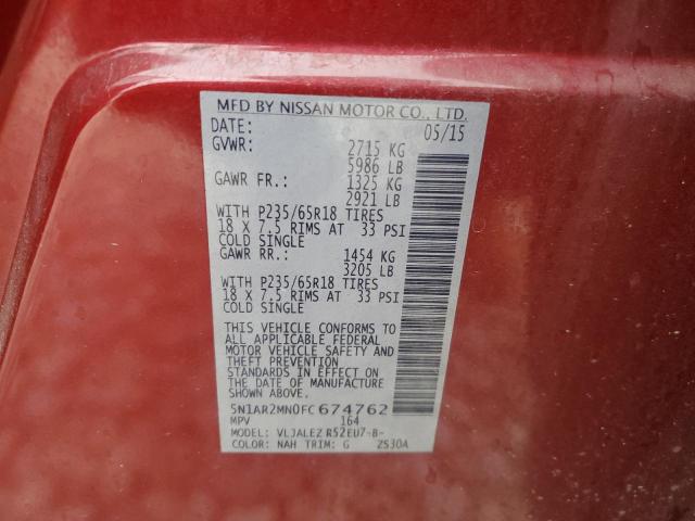 Photo 14 from auction – 2015 NISSAN PATHFINDER with VIN 5N1AR2MN0FC674762