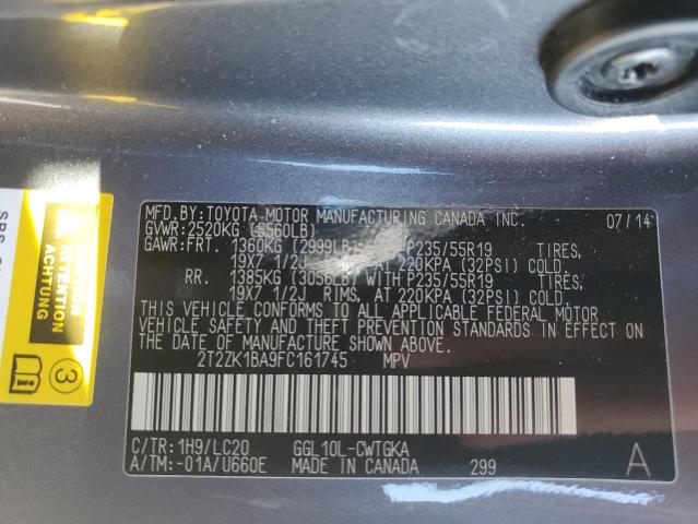 Photo 14 from auction – 2015 LEXUS RX 350 with VIN 2T2ZK1BA9FC161745