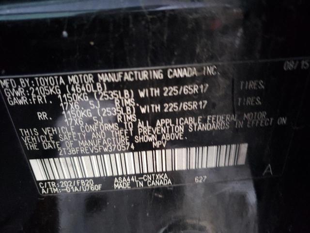 Photo 14 from auction – 2015 TOYOTA RAV4 LE with VIN 2T3BFREV5FW370574