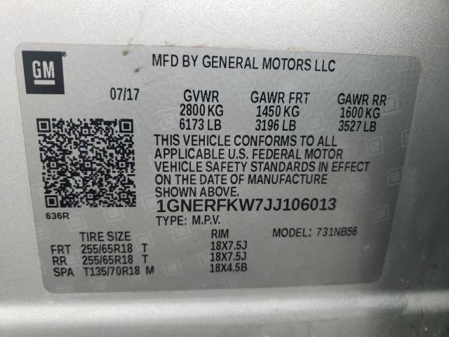 Photo 14 from auction – 2018 CHEVROLET TRAVERSE L with VIN 1GNERFKW7JJ106013
