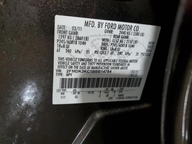 Photo 14 from auction – 2011 FORD EDGE LIMIT with VIN 2FMDK3KC1BBB14784