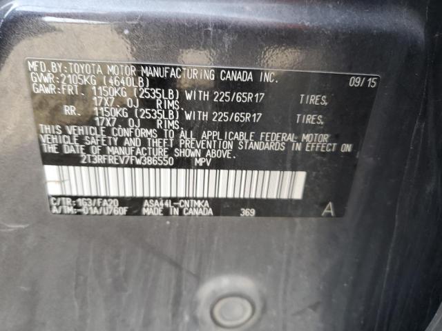 Photo 14 from auction – 2015 TOYOTA RAV4 XLE with VIN 2T3RFREV7FW386550