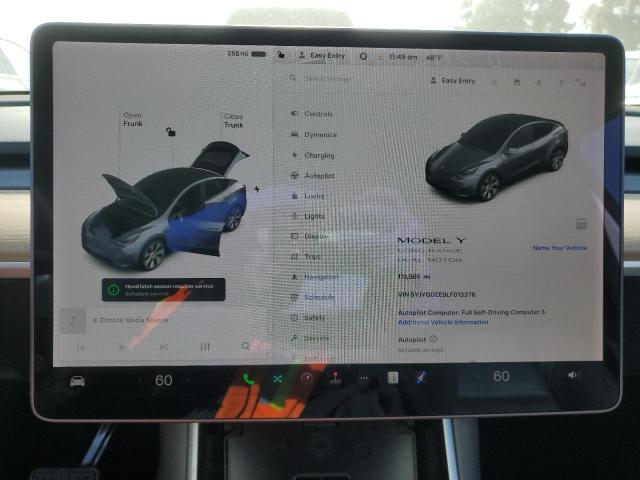 Photo 9 from auction – 2020 TESLA MODEL Y with VIN 5YJYGDEE9LF013376