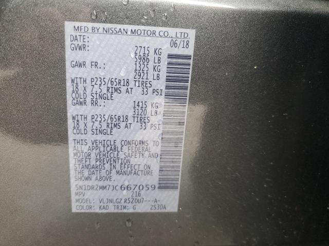Photo 14 from auction – 2018 NISSAN PATHFINDER with VIN 5N1DR2MM7JC667059
