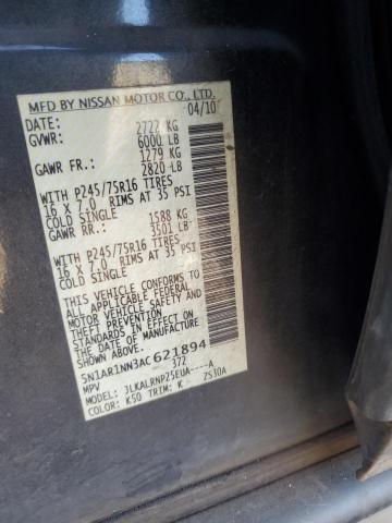 Photo 14 from auction – 2010 NISSAN PATHFINDER with VIN 5N1AR1NN3AC621894
