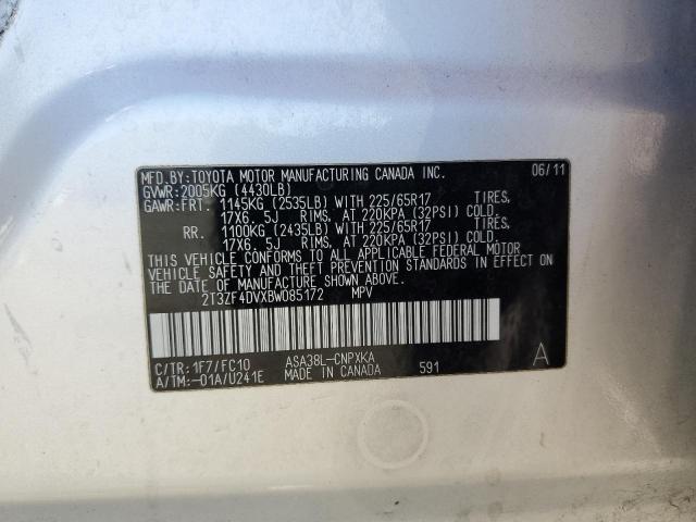 Photo 14 from auction – 2011 TOYOTA RAV4 with VIN 2T3ZF4DVXBW085172