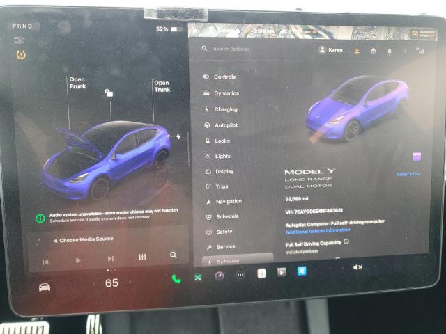 Photo 9 from auction – 2022 TESLA MODEL Y with VIN 7SAYGDEE4NF443631
