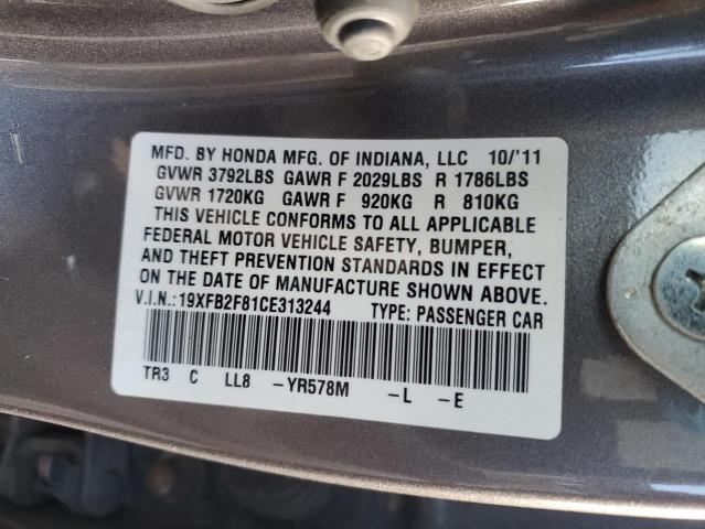 Photo 14 from auction – 2012 HONDA CIVIC EX with VIN 19XFB2F81CE313244