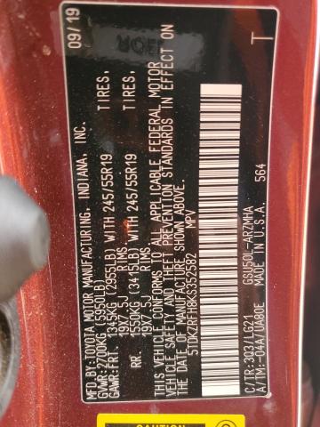 Photo 14 from auction – 2019 TOYOTA HIGHLANDER with VIN 5TDKZRFH8KS352582