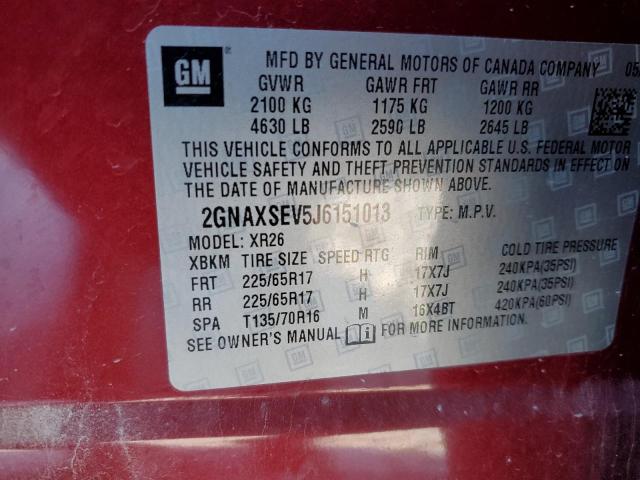 Photo 14 from auction – 2018 CHEVROLET EQUINOX LT with VIN 2GNAXSEV5J6151013