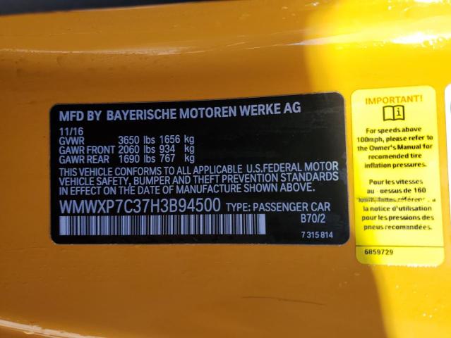 Photo 14 from auction – 2017 MINI COOPER S with VIN WMWXP7C37H3B94500