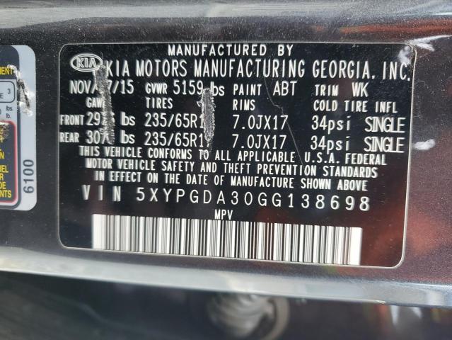 Photo 14 from auction – 2016 KIA SORENTO LX with VIN 5XYPGDA30GG138698