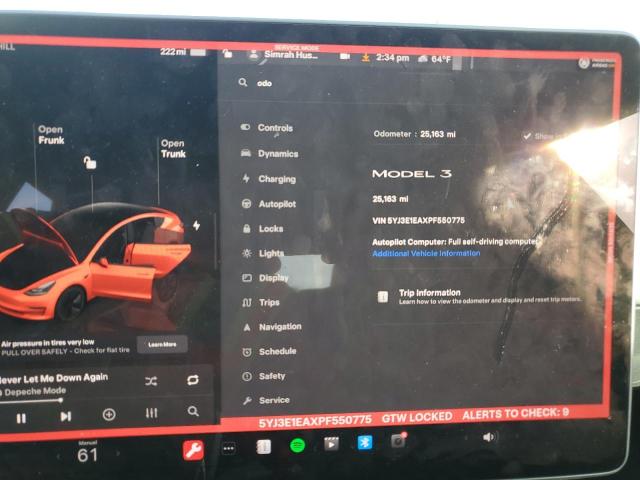 Photo 9 from auction – 2023 TESLA MODEL 3 with VIN 5YJ3E1EAXPF550775