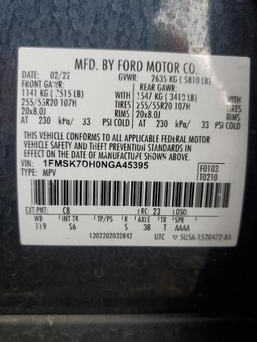 Photo 14 from auction – 2022 FORD EXPLORER X with VIN 1FMSK7DH0NGA45395