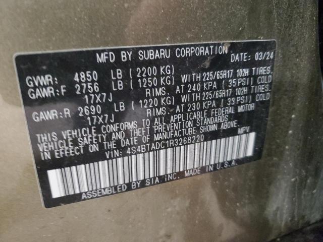 Photo 14 from auction – 2024 SUBARU OUTBACK PR with VIN 4S4BTADC1R3268220