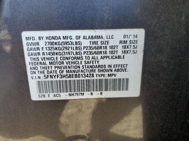 Photo 14 from auction – 2014 HONDA PILOT EXL with VIN 5FNYF3H58EB013428