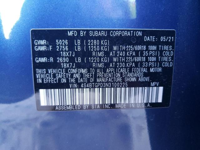 Photo 14 from auction – 2022 SUBARU OUTBACK TO with VIN 4S4BTGPD3N3100225