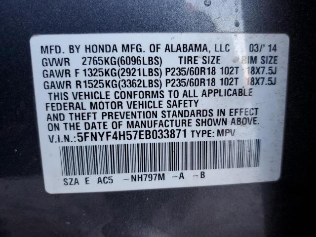 Photo 14 from auction – 2014 HONDA PILOT EXL with VIN 5FNYF4H57EB033871