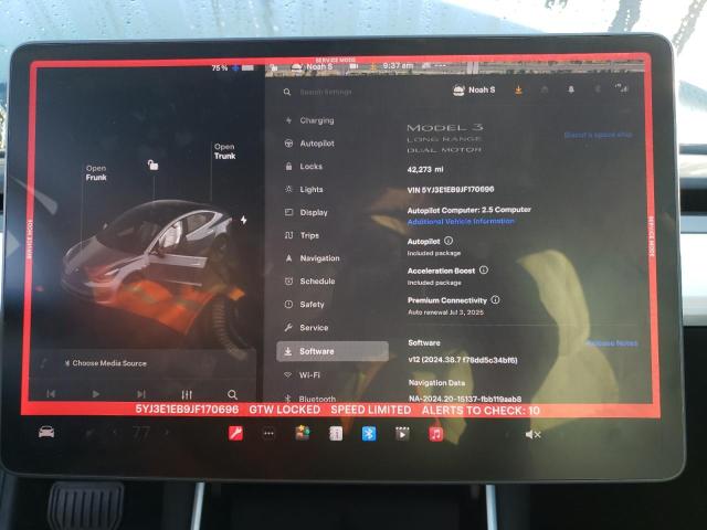 Photo 9 from auction – 2018 TESLA MODEL 3 with VIN 5YJ3E1EB9JF170696
