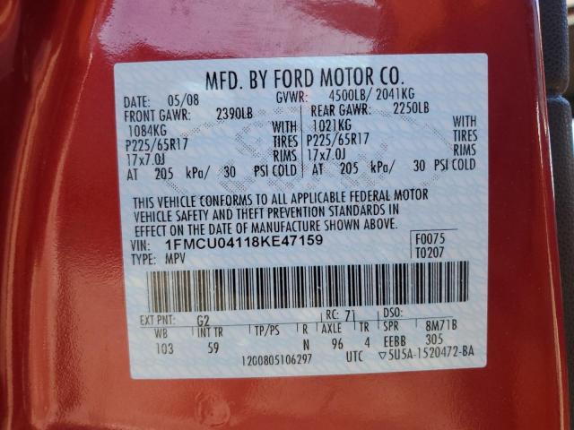 Photo 14 from auction – 2008 FORD ESCAPE LIM with VIN 1FMCU04118KE47159