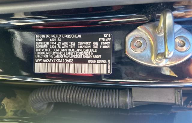 Photo 10 from auction – 2019 PORSCHE CAYENNE with VIN WP1AA2AY7KDA10603