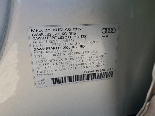 Photo 14 from auction – 2016 AUDI Q5 TDI PRE with VIN WA1VVAFP8GA050497
