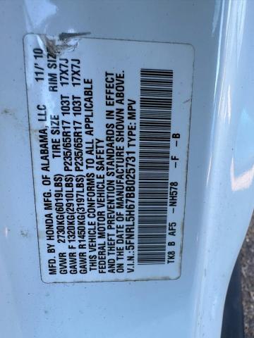 Photo 10 from auction – 2011 HONDA ODYSSEY EX with VIN 5FNRL5H67BB025731
