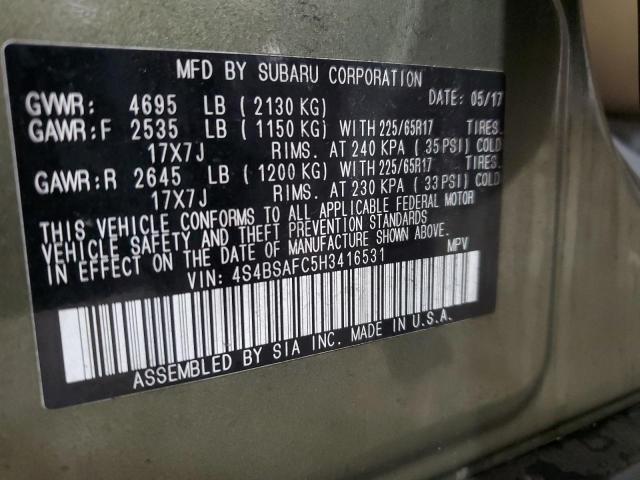 Photo 14 from auction – 2017 SUBARU OUTBACK 2. with VIN 4S4BSAFC5H3416531