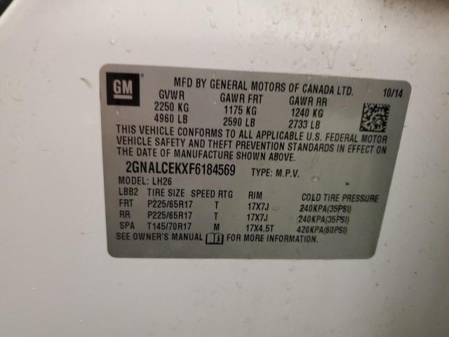 Photo 14 from auction – 2015 CHEVROLET EQUINOX LT with VIN 2GNALCEKXF6184569