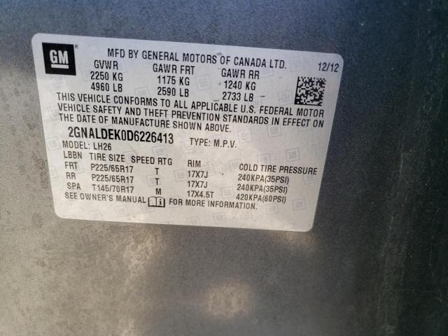 Photo 14 from auction – 2013 CHEVROLET EQUINOX LT with VIN 2GNALDEK0D6226413