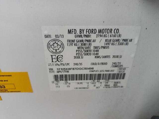 Photo 14 from auction – 2013 FORD EXPLORER L with VIN 1FM5K8F87DGC50498